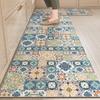 Waterproof PVC Kitchen Floor Mat, Non-slip Carpet, Big Size, Home Decoration, Vintage Pattern, Long Rug, Oil-proof, Washable