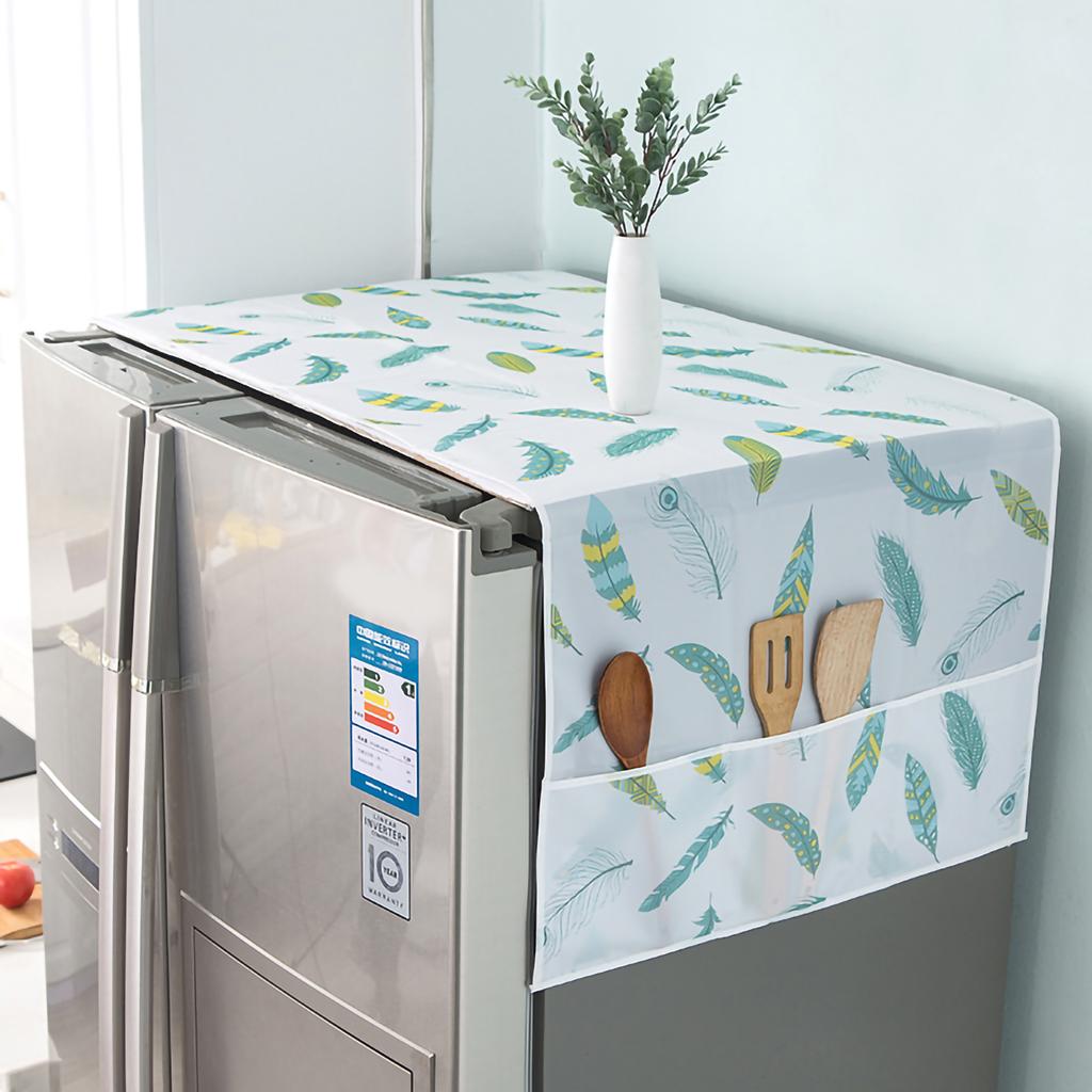 Refrigerator Dust Proof Cover PEVA Waterproof Washing Machine Top Covers with 3 Pockets