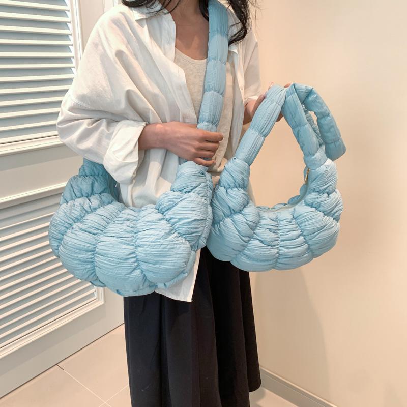 2024 Summer Pleated Cloud Bag Female Candy Color Large Capacity Shoulder Bag Women's Handbags Shopping Girls Pouch Tote Bags