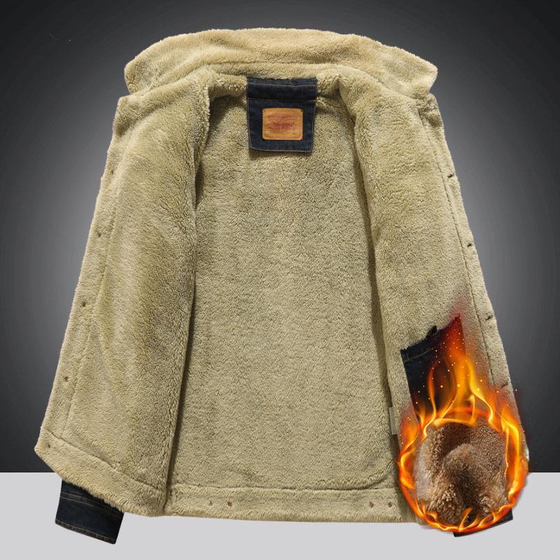 Denim Jacket Men's New Cotton-padded Casual Versatile Loose Large Size Velvet Thickened Jacket Men
