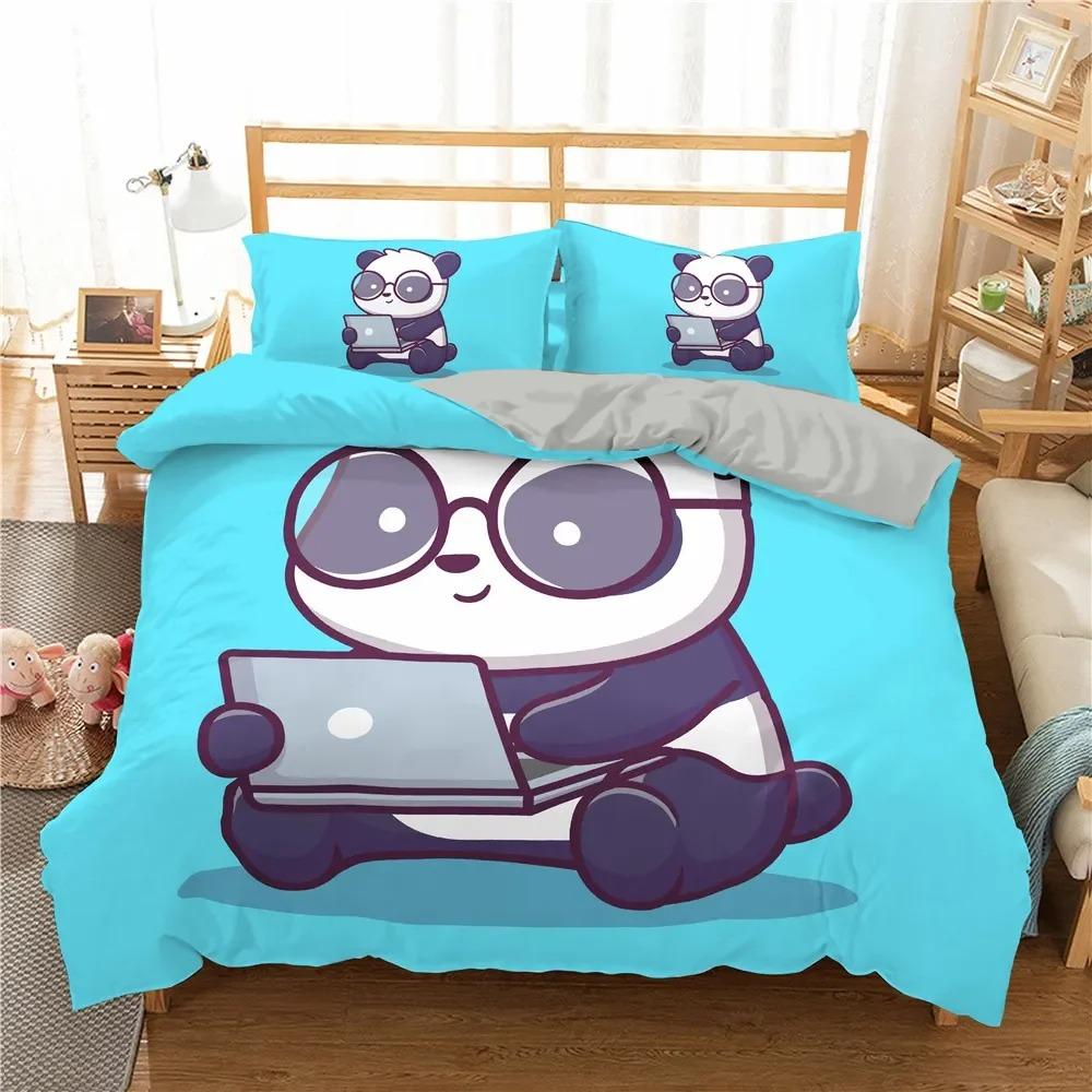 Panda Bear Bedding Sets Animal Duvet Cover Twin Full Single Size and Pillowcase Home Textile 3D Print Bedclothes for Kids Child