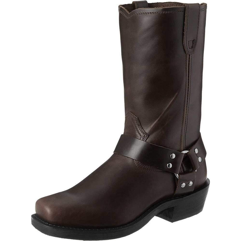 Wooden Heel Sole Men's Boots Big Size Mid Top Leather Shoes Black High Street Workwear Chelsea Short Boots Autumn