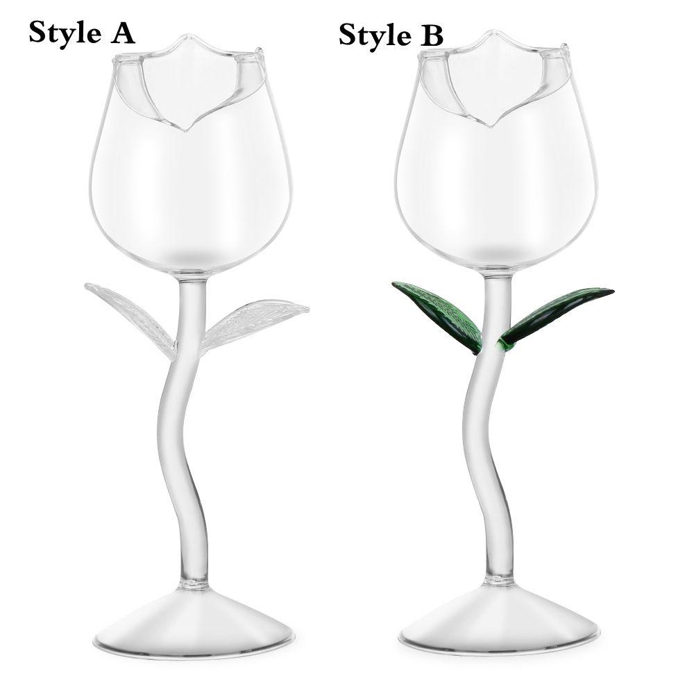 For Party Home Decor Juice Cocktail Champagne Glass Rose Flower Shape Red Wine Glass Goblet