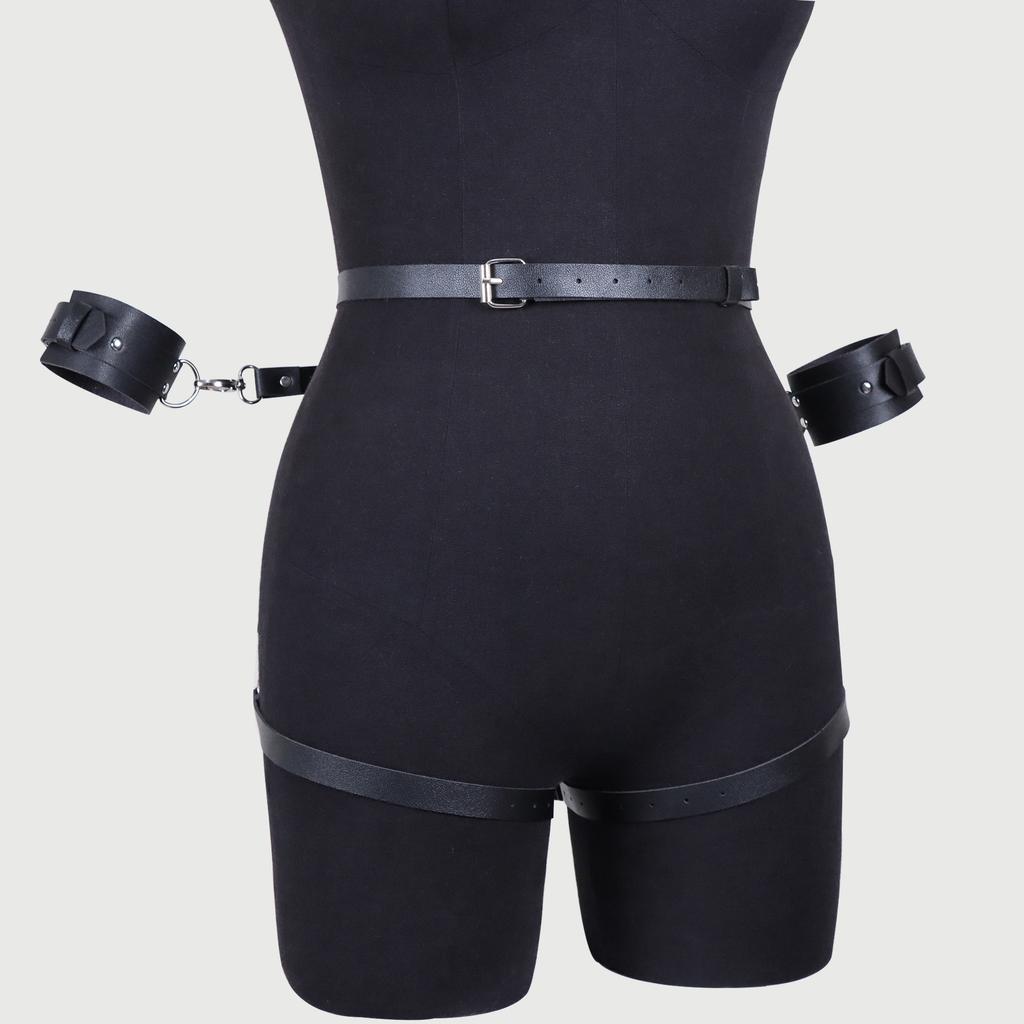 Women Sexy Thigh Garter Leather Lingerie Leg Harness Bdsm Bondage Lingerie Fetish Handcuffs Clothing Festival Rave Outfit Garter