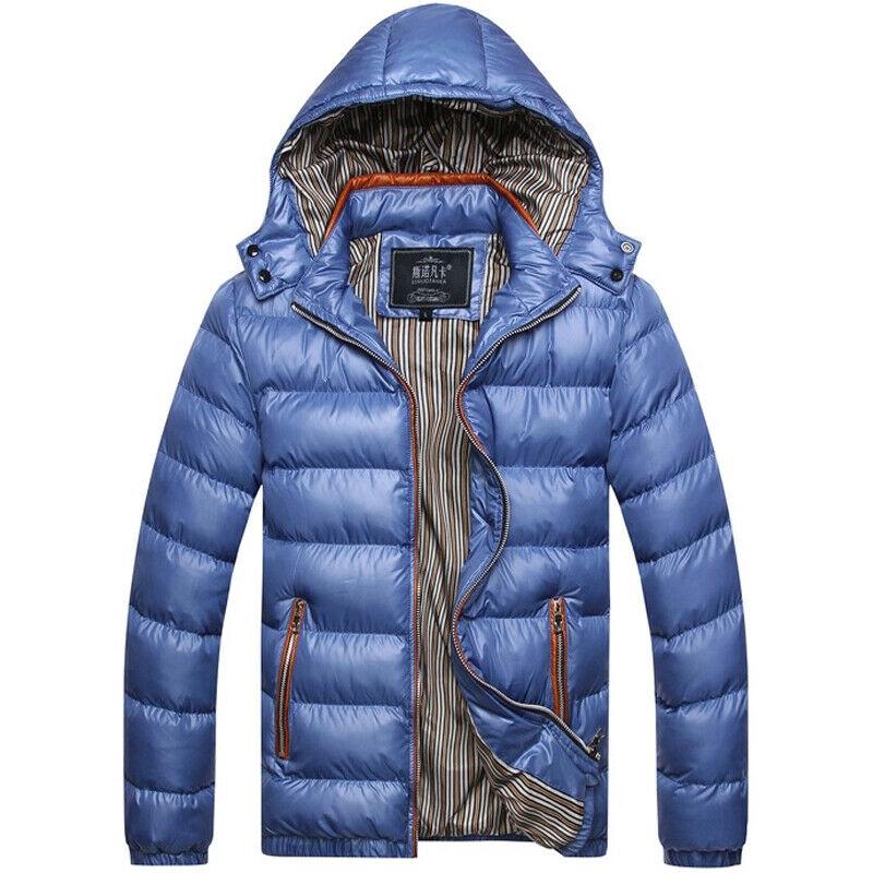 Men Down Jackets Parka Hooded Winter Coat Male Warm Long Sleeve Jacket Casual Zipper