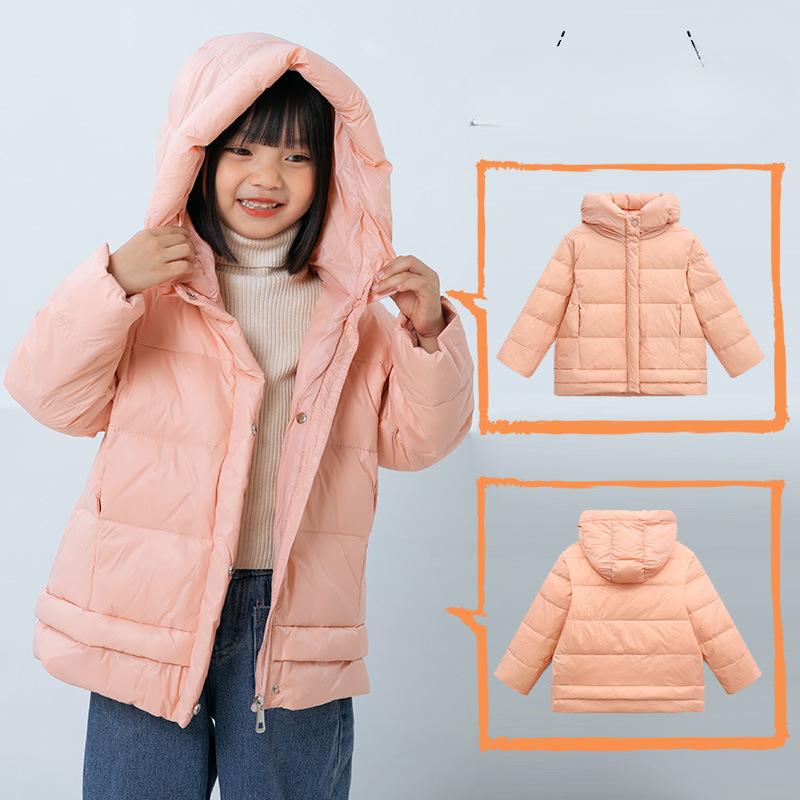 Children's Hooded Solid-color Light and Warm Down Jacket, Multi-color Coat for Boys and Girls Winter