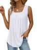 2024 Women's Sleeveless Square Collar Vest T-Shirt, Solid Color Swallowtail Suspenders Top