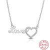 S925 Sterling Silver Interlocking Heart Mother'S Day Gift Necklace, Temperament Women'S Clavicle Platinum Item