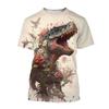 Fashion Animal Dinosaur 3D Printed T-shirt For Men Hot Sale Tyrannosaurus Short-sleeved Round Neck Tee Shirt Casual Street Tops