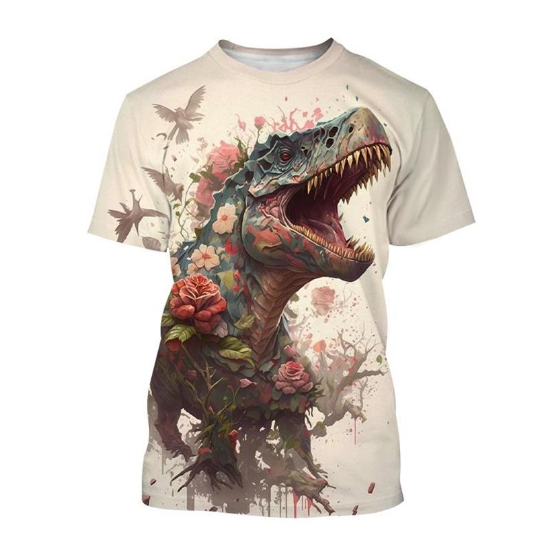 Fashion Animal Dinosaur 3D Printed T-shirt For Men Hot Sale Tyrannosaurus Short-sleeved Round Neck Tee Shirt Casual Street Tops