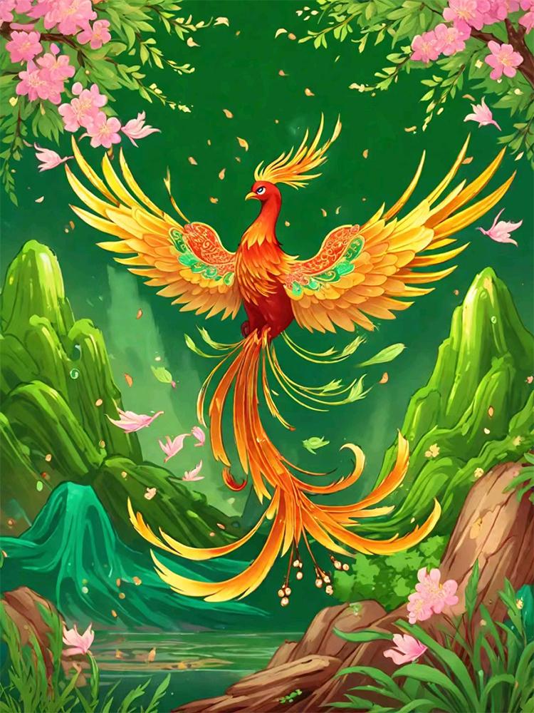 5d Diy Full Round Square Diamond Painting Phoenix Set Flower Animal Mosaic Embroidery Cross Embroidery Home Decoration Gift