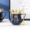 Creative Crown Ceramic Cup with Lid Coffee Cup Nordic Gold Pattern Couple Mug Big Belly Cup Souvenir