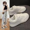 Platform White Shoes Women's Autumn 2024 New Korean Version Round Head Lace-up Board Shoes Casual Fashion Comfortable Sports Shoes