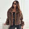 Women Long Sleeve Leopard Print Plush Short Jacket Women Elegant Winter Thick Velvet Plus Size Warm Coats Women Fashion Street Loose Coat Tops