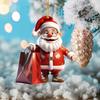 Yousheng Santa Claus Decoration 2D Acrylic Hanging Ornament Cartoon Santa Christmas Tree Decoration for Mantel Wall Window Decor