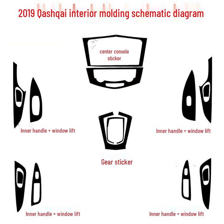 Nissan Qashqai '19 Carbon Fiber Interior Wrap for Center Console and Gear Shift
