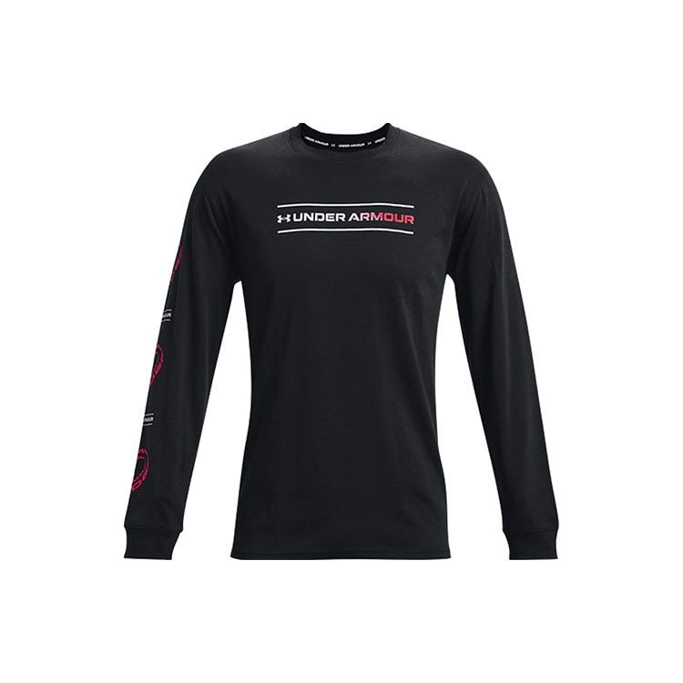 Under Armour Logo Print Training Sports Crew Neck T-Shirt Men Tops Black 1366473-001