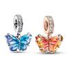 Charms 925 Silver Blue & Yellow Glass Butterfly Dangle Charm Fits Pandora Original Bracelet For Women Diy Jewelry Gifts