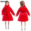 Red Winter Wear Warm Coat For Barbie Doll Outfits Fur Doll Clothing Doll Dress Clothes For Barbie 1/6 BJD Doll Accessories Toy