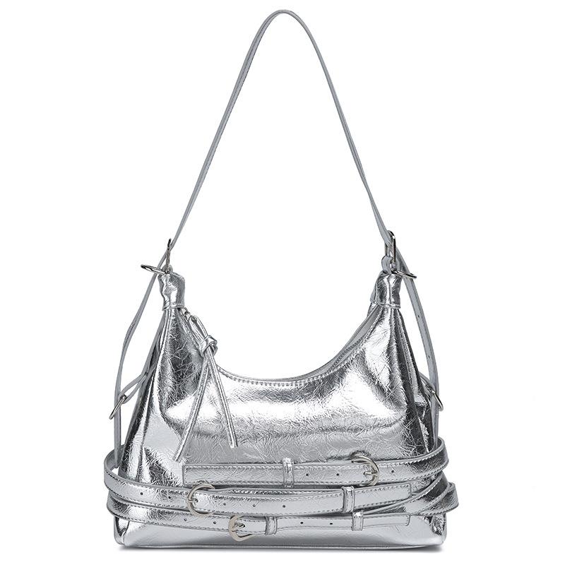 Premium Texture Vintage  Soft Leather Commuter Bag Women's Hottie Style Motorcycle Underarm Shoulder Bag