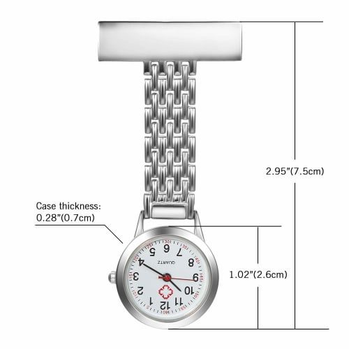 Lancardo Pocket Watch, Nurse Watch, Pin-Mounted, Easy-to-Read, Inverted Dial, Cute Design, Perfect for Nurses and Caregivers, Unisex, Preset, Birthday