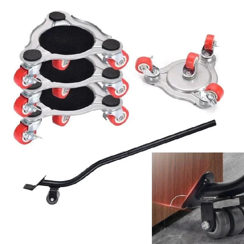 Furniture Lift Set & Furniture Mover Tool 360°Rotation Rubber Wheels for Moving Sofa Cabinet Refrigerator 2 Pairs Anti Slip Pad