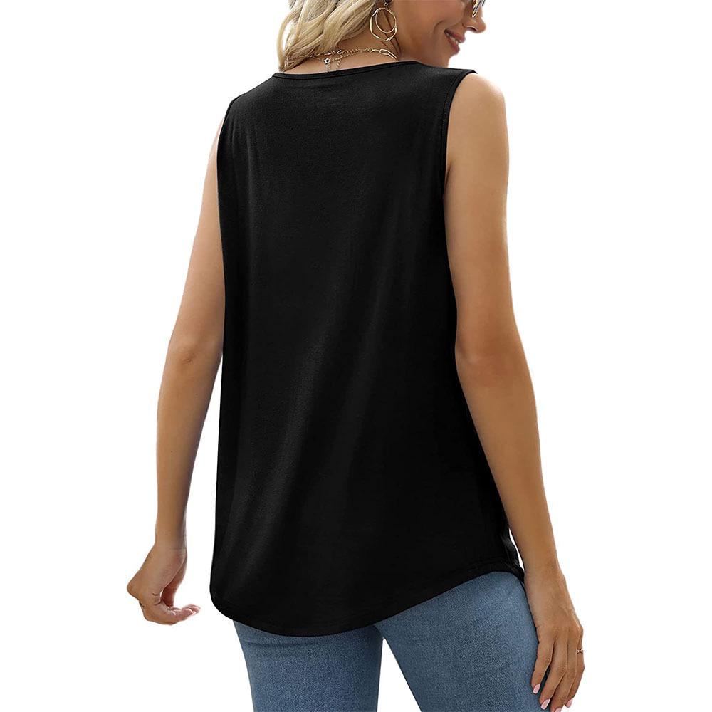 2024 Women's Sleeveless Square Collar Vest T-Shirt, Solid Color Swallowtail Suspenders Top