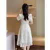 New Fashion Mesh Sequined Embroidery Short Dress Women Clothing Elegant Floral Pearl Belt Slim Casual Summer Dress