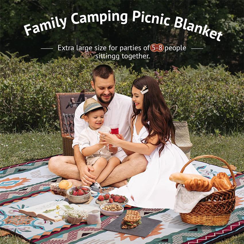 150*200cm/200*200cm Outdoor Picnic Blanket, Foldable Blanket Checkered Picnic Mat, Suitable for Beach, Camping, Lawn Park Accessories