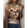 Summer 3d Pattern Printing Beautiful Women's Animal Print Short-sleeved T-shirt Casual Fashion Blouse Suitable for Daily Wear