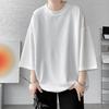 Men's Round Neck T-shirt Three-Quarter Length Sleeves Solid Color T-shirt Casual Style Loose Fit Tee Shirt for Street Travel Vacation