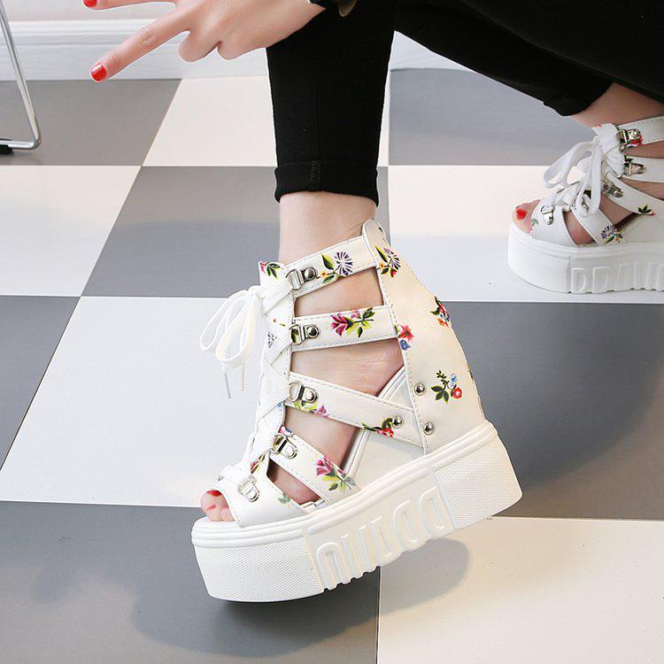 12cm Heels Woman Sandals Summer Roman Colorful Sandals High-heeled Color Cross Straps Women's Wedges Sandals