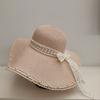 Summer New Sun Hat Bow Grass Hat Sun Protection Vacation Lace Travel Hat Beach Fashionable Fisherman Hat
