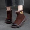 Winter Plush Warm Short Boots Retro Comfortable Genuine Leather Solid Color Versatile Women's Shoes