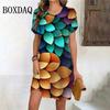 Fashion Oversized Clothing Tie Dye Leaves 3D Print Women Dress Summer Casual Ladies Short Sleeve O-Neck Loose Plus Size Dresses