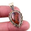 Natural Mahogany Obsidian Gemstone 925 Solid Silver Two Tone Pendant 1.5" t5J33