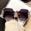 Female Eyewear Cutting Lens Gradient Rimless Sunglasses Women Sun Glasses Rhinestone Sunglasses