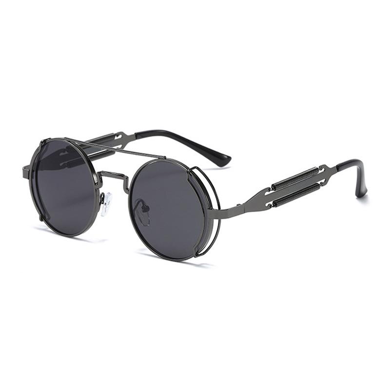 SHAUNA Retro Metal Punk Sunglasses Round Women Gothic Spring Steampunk Shades Men UV400
