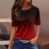T Shirts For Women Pleated Round Neck Dressy Casual Blouses Printing Short Sleeve Summer Tops Loose Fit