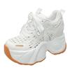 Fashion 2025 Chunky Leather Sneakers Summer Casual Vulcanized Shoes Woman High Platform Breathable Hollow Sneakers 9CM Sport Dad Shoes