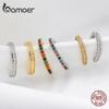 Bamoer 1 PCS Colorful Zircon Ear Clip, Women Genuine 925 Sterling Silver Clear CZ Statement Wedding Jewelry