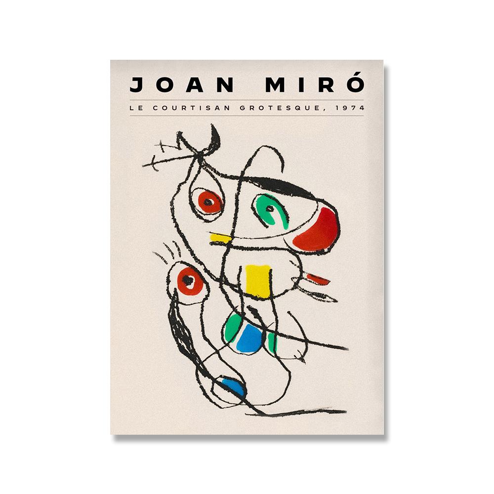 Joan Miro Abstract Animal Portrait Exhibition Poster Modern Retro Wall Art Print Picture Kids Bedroom Decorative Canvas Painting
