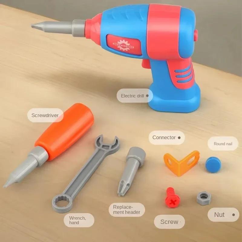 3D Puzzle Toys Pretend Play Repair Tool Box Drilling Assembly Educational Toys Children Toys Tool Set Electric Drill Screw Nut