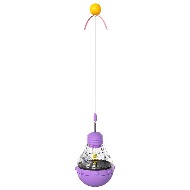 Cat Toy Flashing Ball Transparent Bulb Shape Tumbler Toy Turntable Bucency Teaser Ball Kitten Training Function Pet Supplies