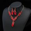 Women Necklace Earrings Set Luxury Symmetric Retro Rhinestone Hollow Out Anti-allergy Hanging