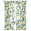 Lemon Foliage Flowers Yellow Gradient Bedroom Transparent Sheer Curtains Holiday Decoration Window Voile Tulle Curtain