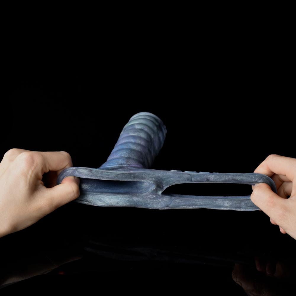 FAAK Fantasy Ribbed Dragon Penis Sleeve Soft Silicone Sex Toys Sheath Stretchable Cock Enlargement Hollow Dildo Male Masturbator