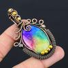Rainbow Solar Quartz Gemstone Pure Copper Wire Wrapped Handmade Pendant Jewelry For Gift