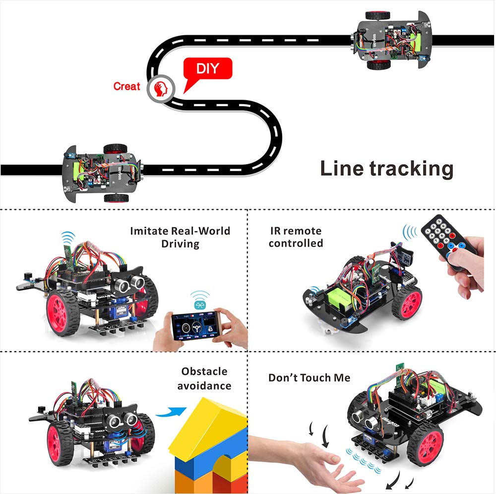 OSOYOO 2 Wheel Drive Smart Robot Car Starter Kit Arduino Compatible UNO R3 Project 2WD Smart Robot Car Kit Open Source Educational Robot Educational
