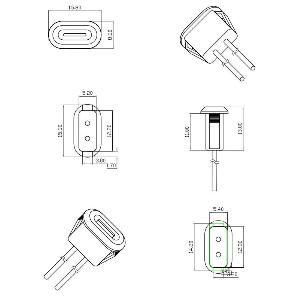 Accessories Plug Socket Fast Charging Port USB-C Charger Card Buckle Type-C Connector Female Socket